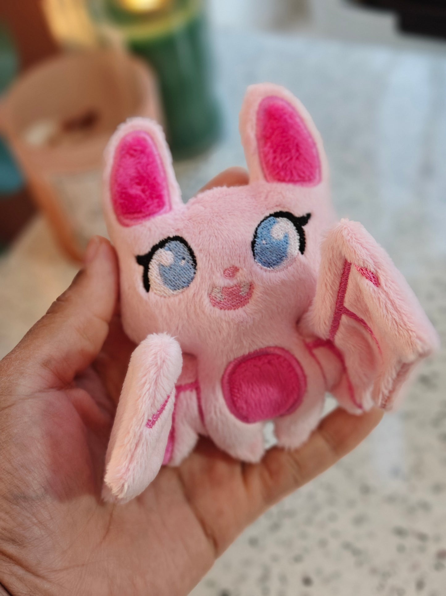 Pink Palm Bat Plush Mini Kawaii Pastel Goth Plushie Handmade Mini Sized