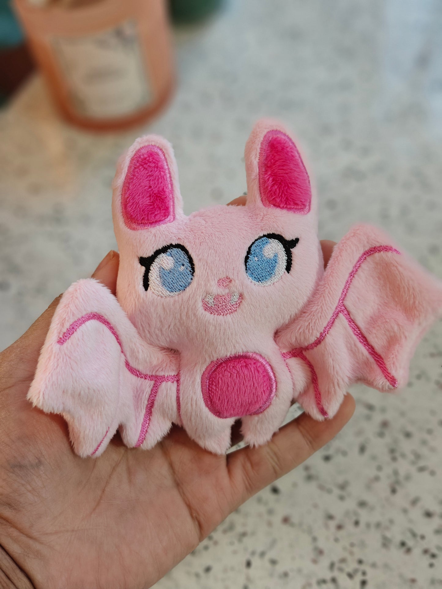 Pink Palm Bat Plush Mini Kawaii Pastel Goth Plushie Handmade Mini Sized