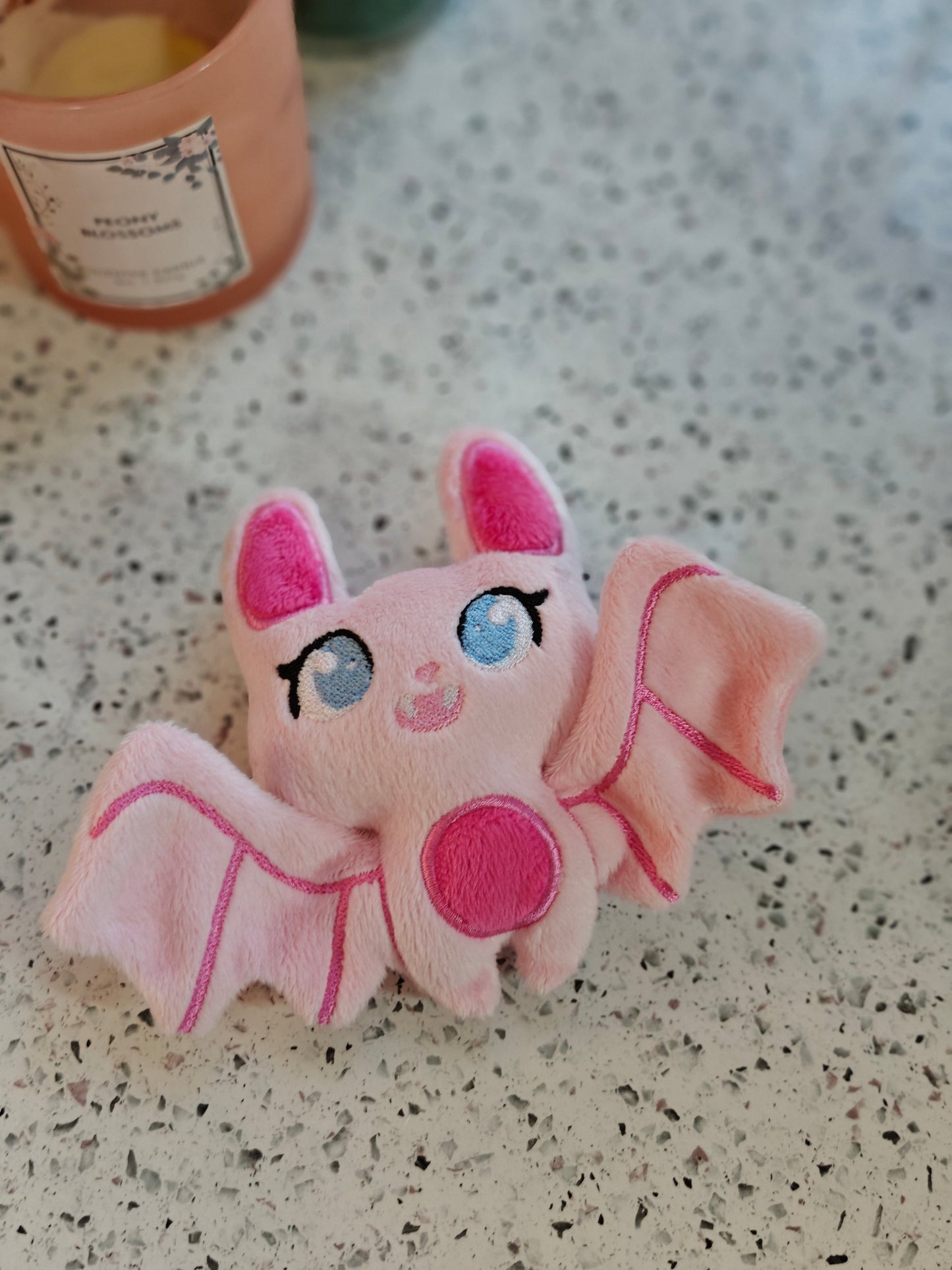 Pink Palm Bat Plush Mini Kawaii Pastel Goth Plushie Handmade Mini Sized