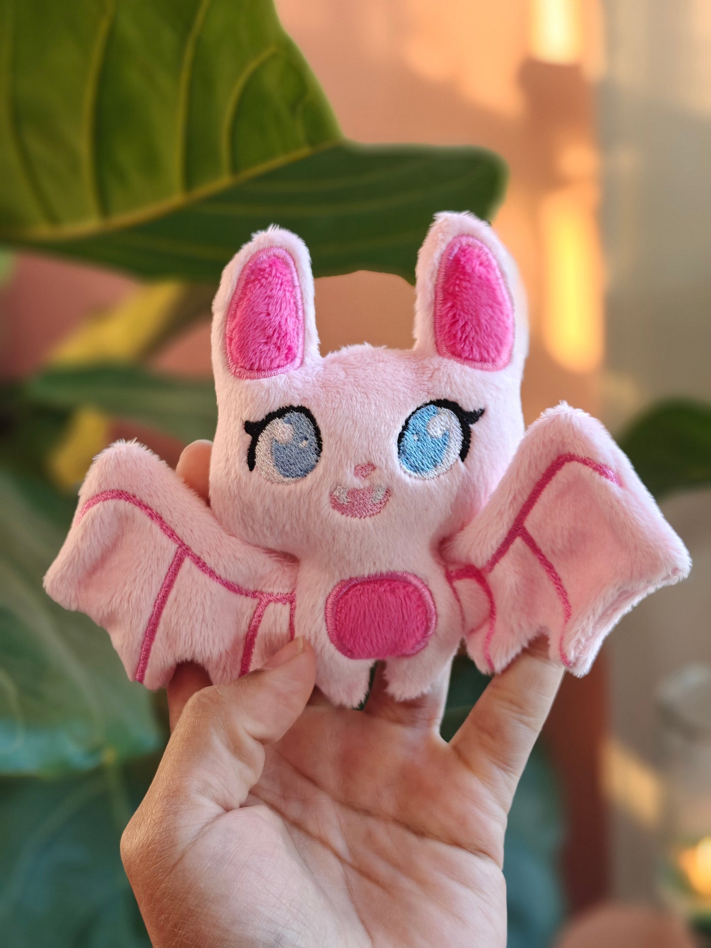 Pink Palm Bat Plush Mini Kawaii Pastel Goth Plushie Handmade Mini Sized