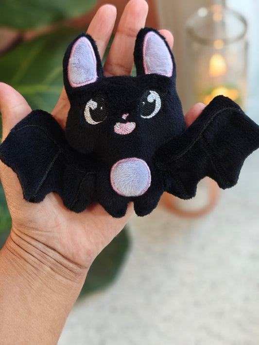 Black Palm Bat Plush Mini Kawaii Pastel Goth Plushie Handmade Mini Sized