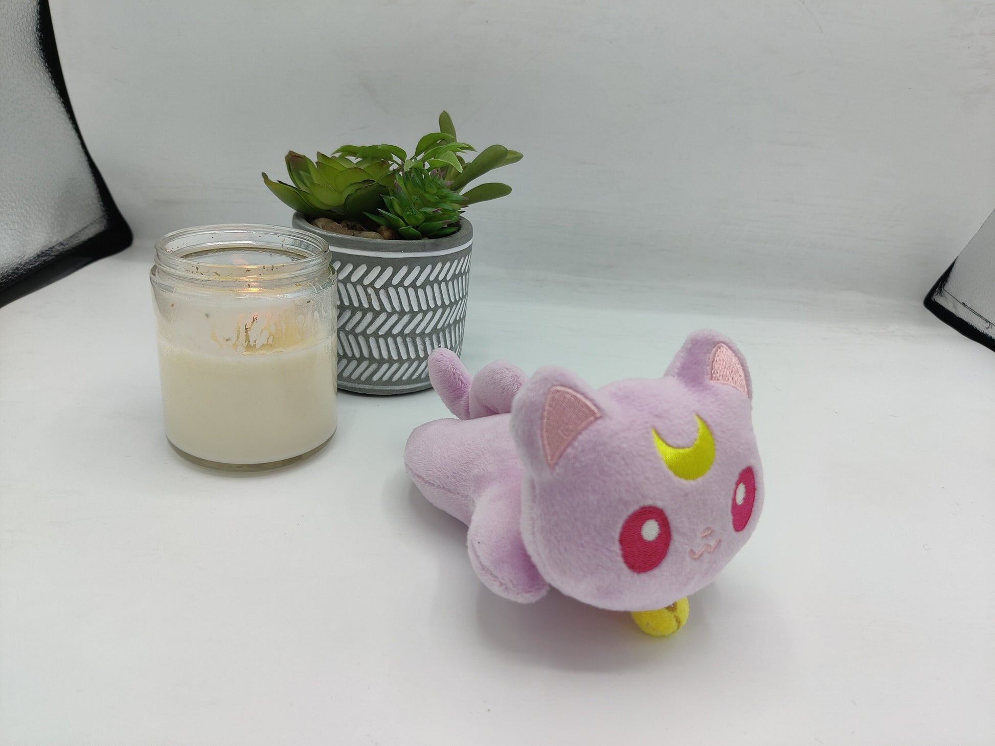 Pink Pastel Magical Girl Inspired Mini Cat Plush Kawaii Plushie Mini Palm Sized Plush