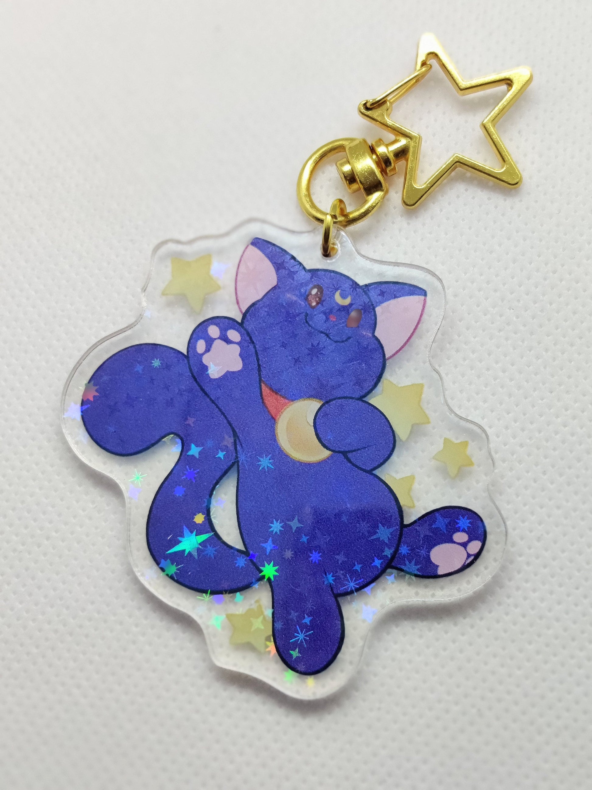 Luna Keychain Magical Girl Inspired Holographic & Double Sided