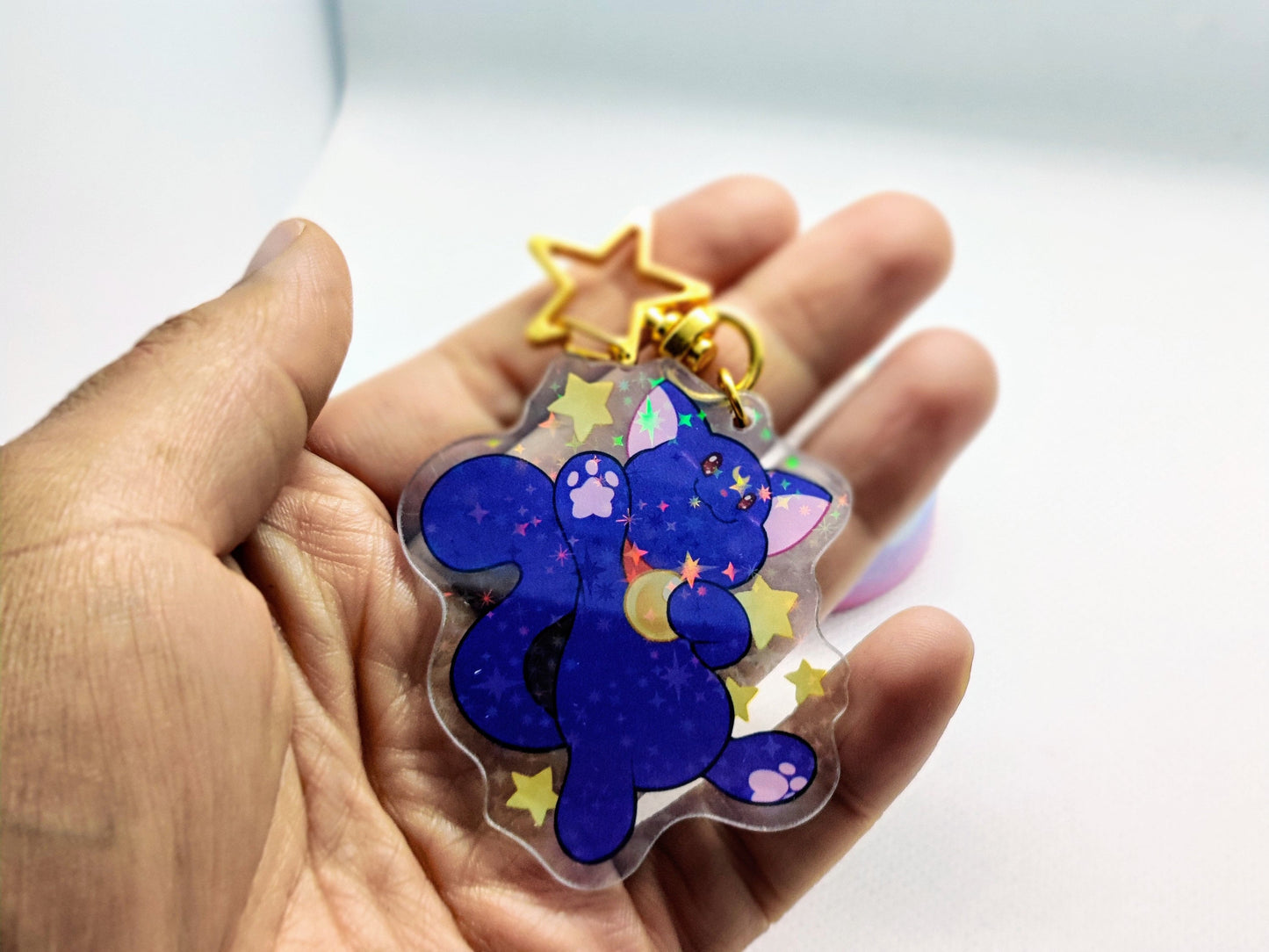 Luna Keychain Magical Girl Inspired Holographic & Double Sided