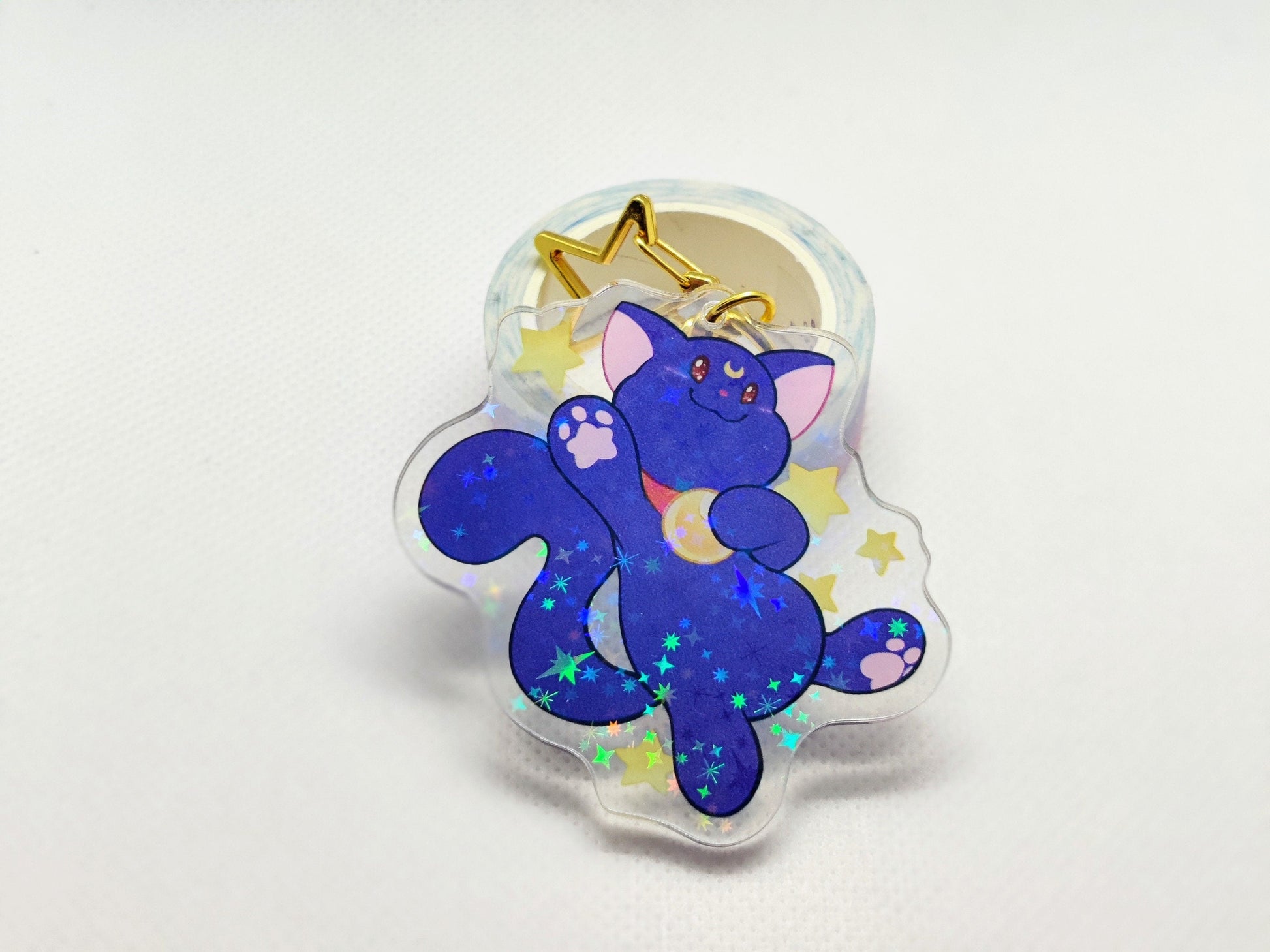 Luna Keychain Magical Girl Inspired Holographic & Double Sided