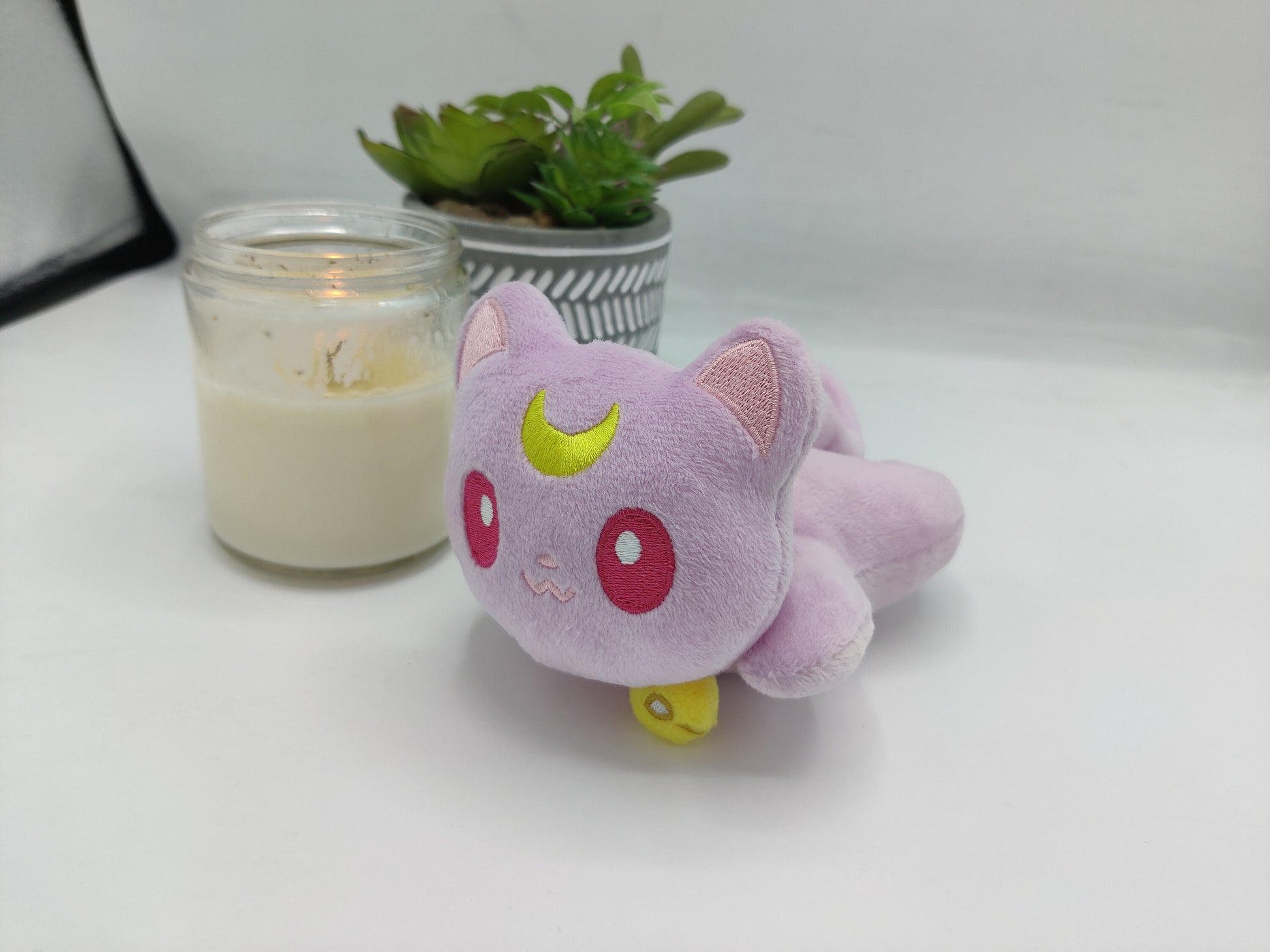 Pink Pastel Magical Girl Inspired Mini Cat Plush Kawaii Plushie Mini Palm Sized Plush