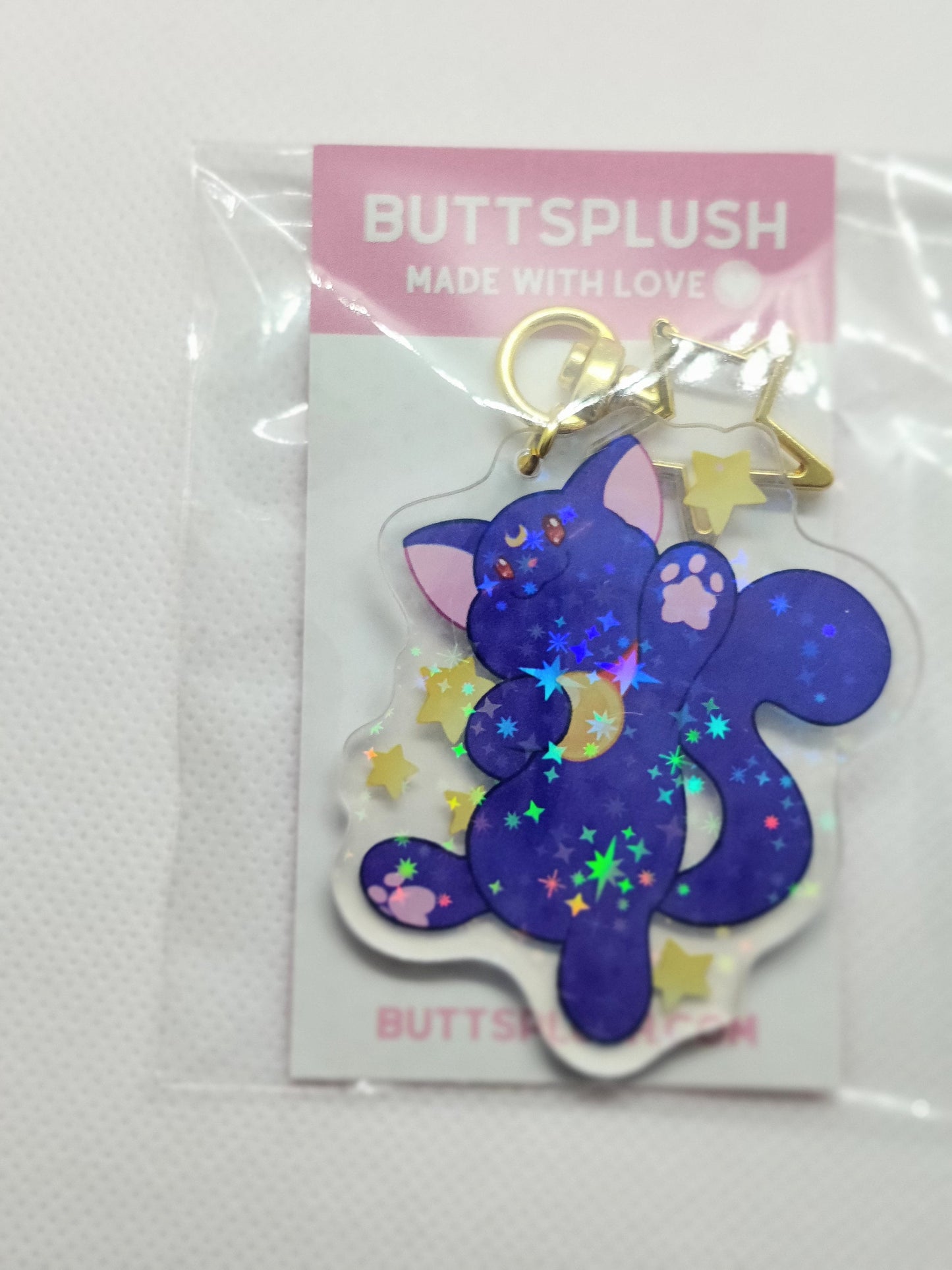 Luna Keychain Magical Girl Inspired Holographic & Double Sided