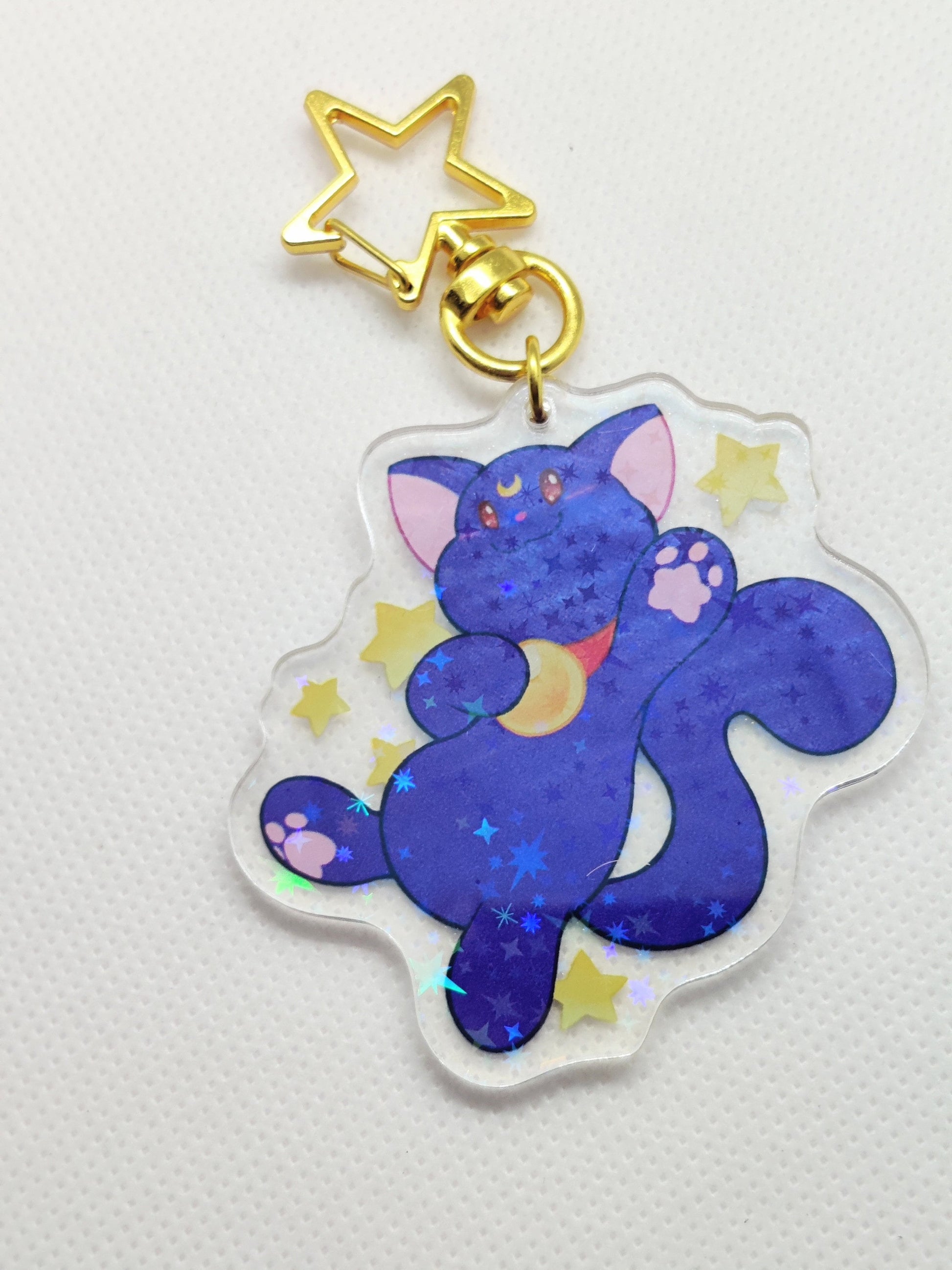 Luna Keychain Magical Girl Inspired Holographic & Double Sided