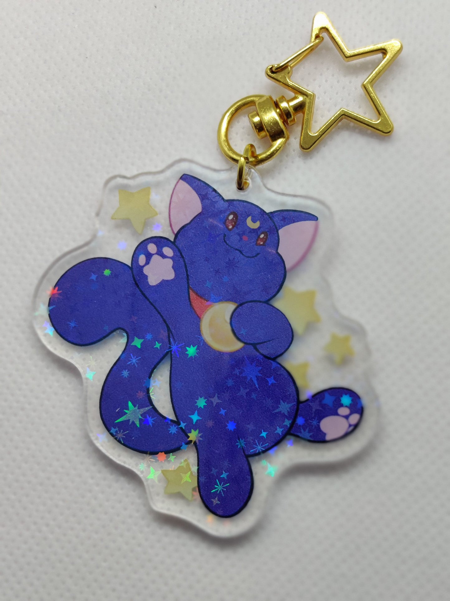 Luna Keychain Magical Girl Inspired Holographic & Double Sided