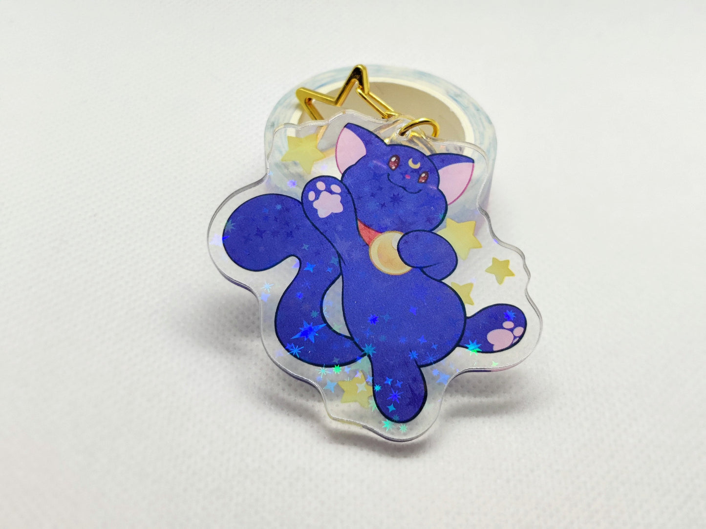 Luna Keychain Magical Girl Inspired Holographic & Double Sided