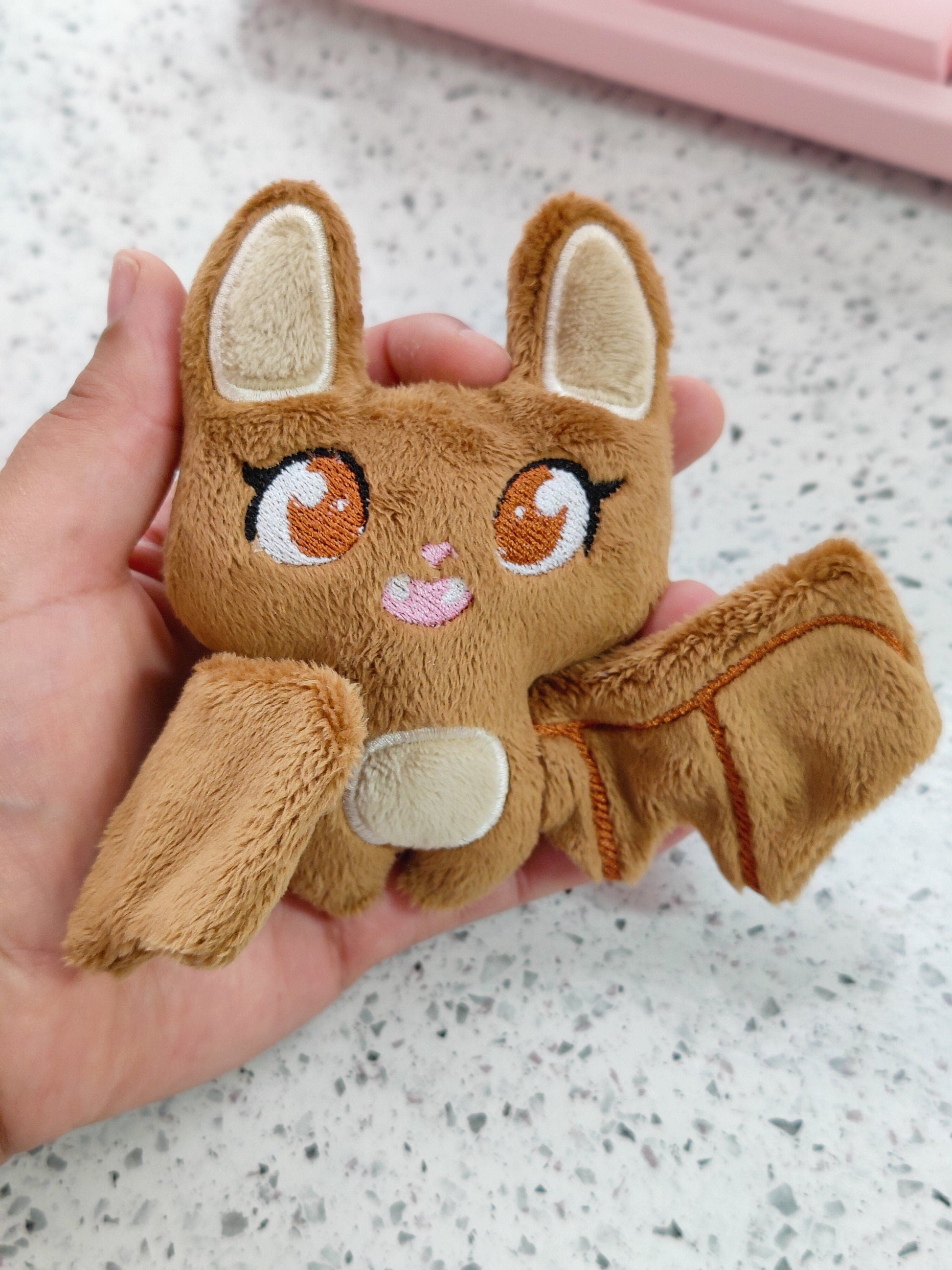 Brown Palm Bat Plush Mini Kawaii Pastel Goth Plushie Handmade Mini Sized