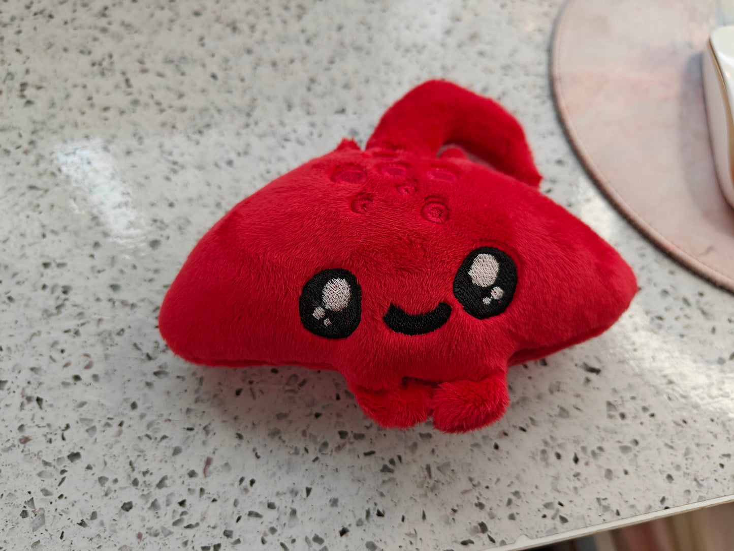 Red Kawaii Mini Stingray Plush Pastel Plushie Handmade