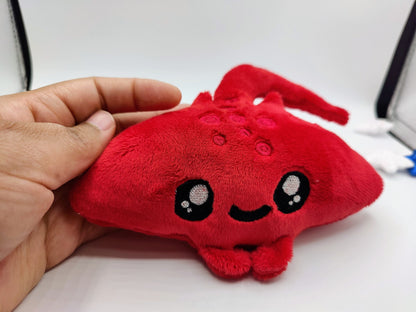 Red Kawaii Mini Stingray Plush Pastel Plushie Handmade