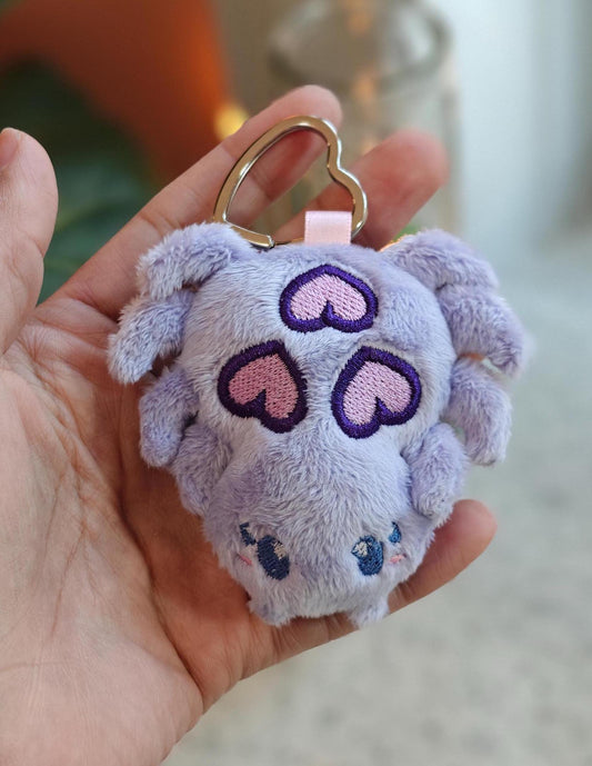 Keychain Purple Love Hearts Mini Kawaii Spider Plush Pastel Goth Plushie Handmade |